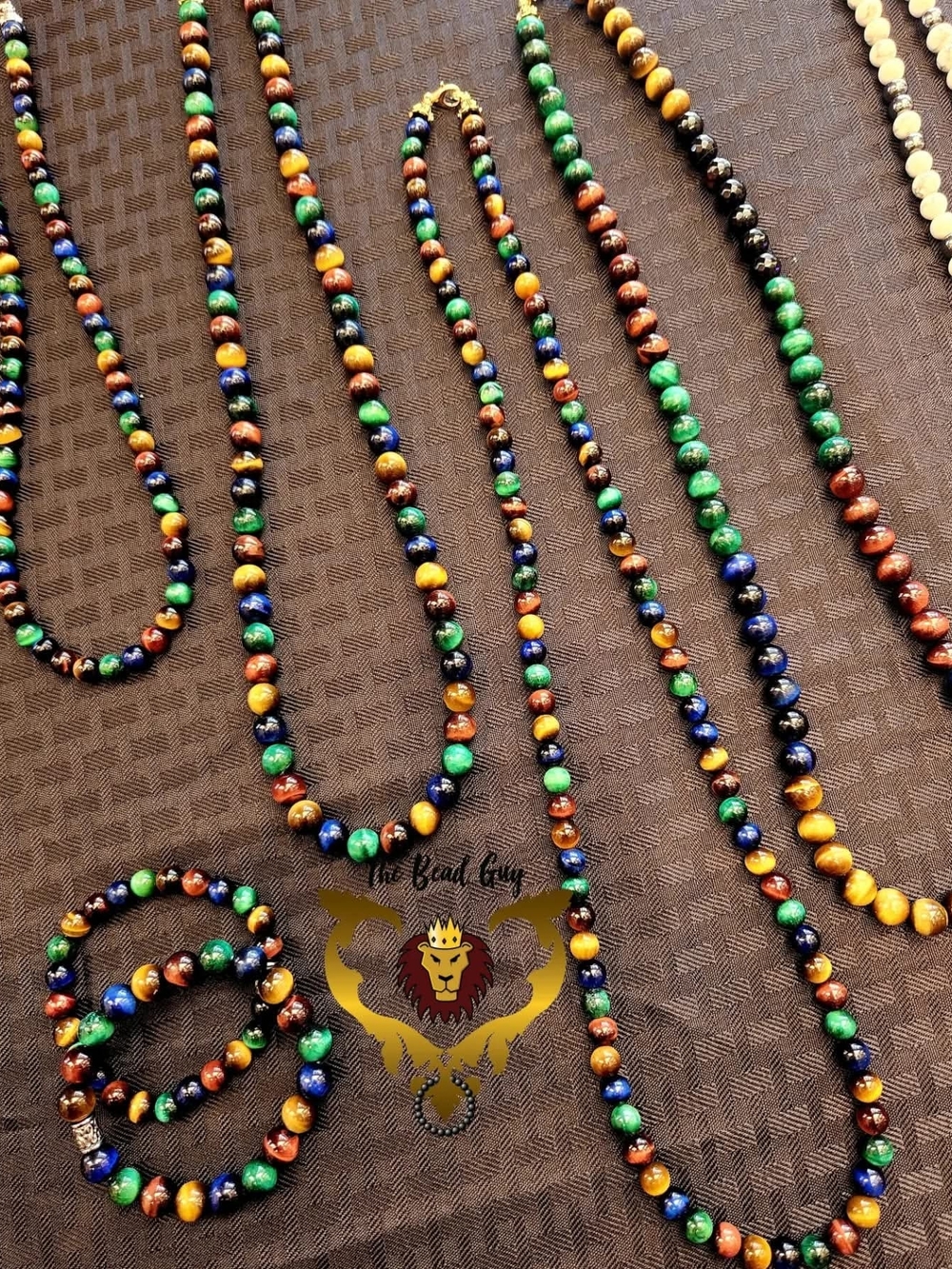 TBG Tigereye Multicolor Glass Bead Necklace and Bracelet Set